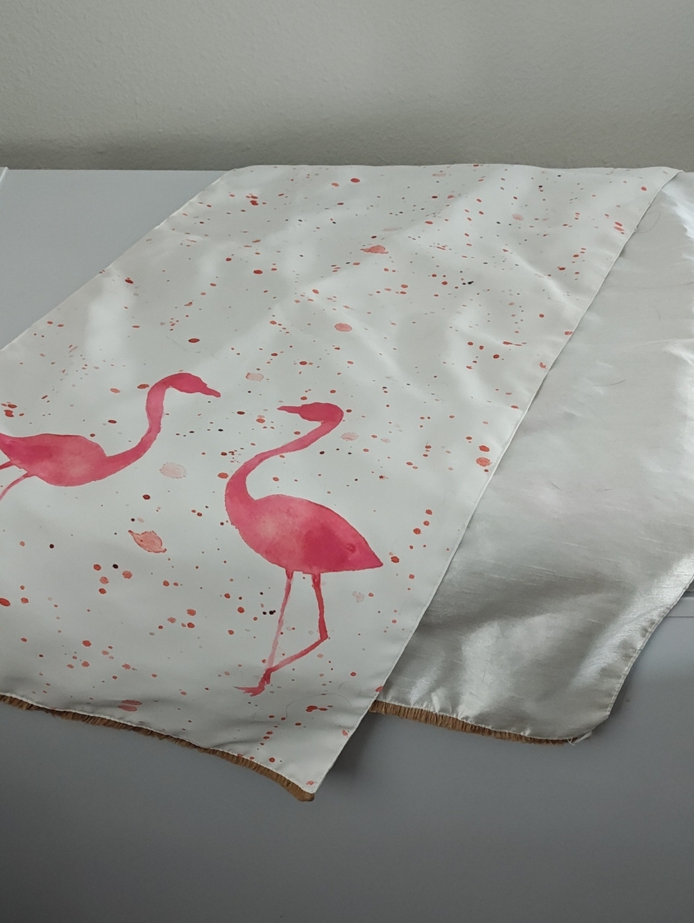 Pink Flamingo Satin Table Runner